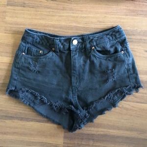 Black denim shorts